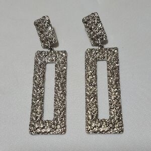 Chic Silver Textured Drop Earrings